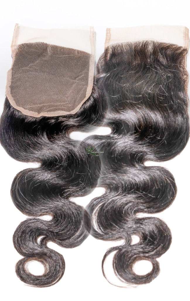 Body Wave 100% Human Hair Black Weave Bundles With Lace Frontal Closure