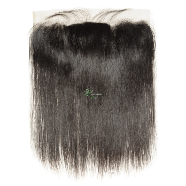 Natural Straight Black 100% Human Hair Weaves Bundles With Lace Frontal Closure